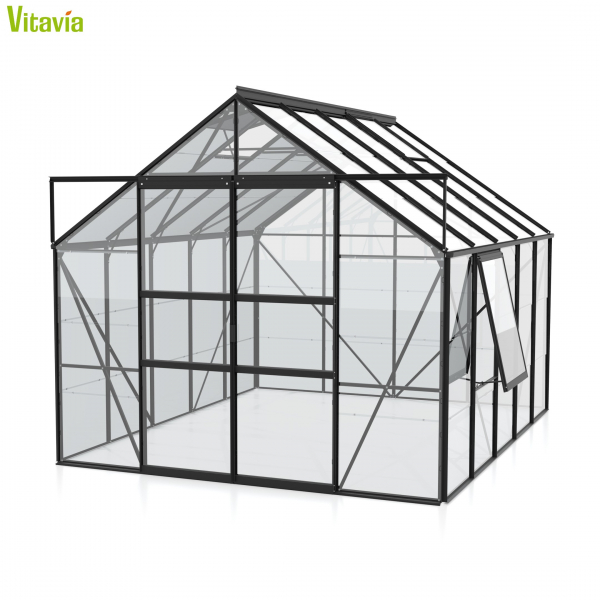 Vitavia Gewächshaus Meridian 2 8300 BxTxH 257x321x232cm 8,3m² ESG Alu schwarz