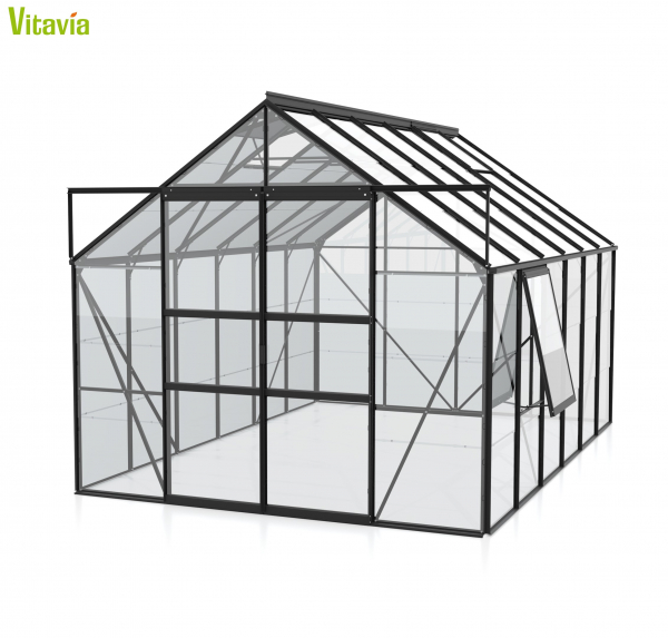 Vitavia Gewächshaus Meridian 2 9900 BxTxH 257x383x232cm ESG Glas Alu schwarz