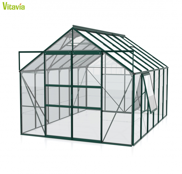 Vitavia Gewächshaus Meridian 2 9900 BxTxH 257x383x232cm ESG Glas Alu smaragd