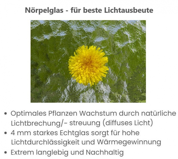 Vario Stahl Gewächshaus Maxi 4,5 Nörpelglas 4mm BxL 426x452cm 19m² grün