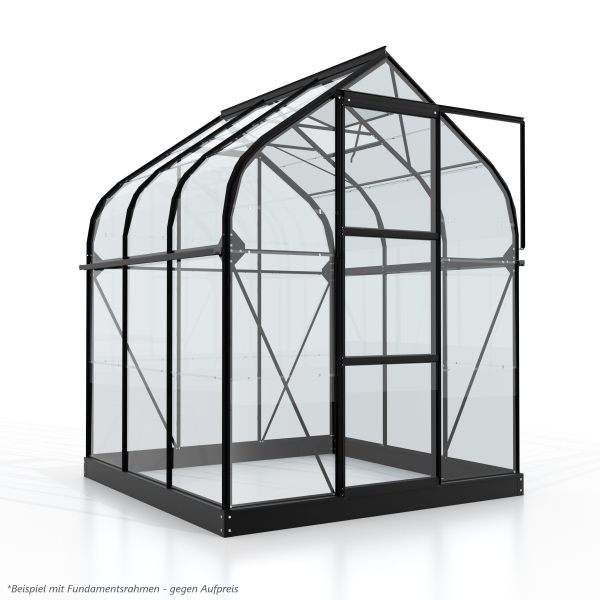 Vitavia Gewächshaus Orion 3800 ESG Glas BxTxH 202x195x231cm 3,8m² Alu schwarz