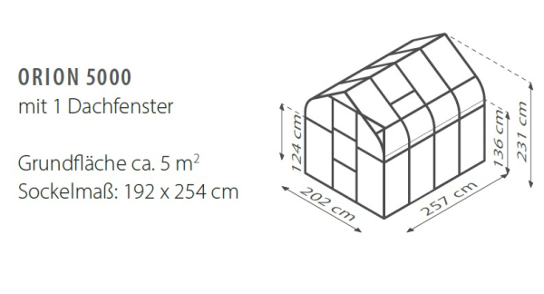Vitavia Gewächshaus Orion 5000 ESG Glas BxTxH 202x257x231cm 5m² Alu eloxiert