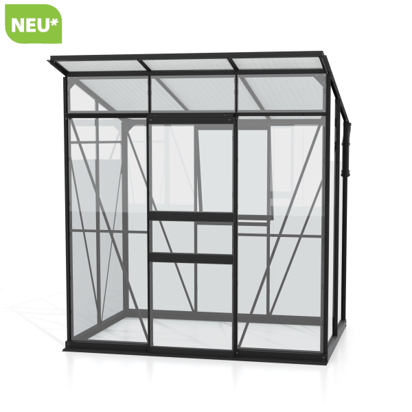 Vitavia Gewächshaus Palma 3250 ESG/HKP BxT 196x167 Alu schwarz + Fundamentsrahmen