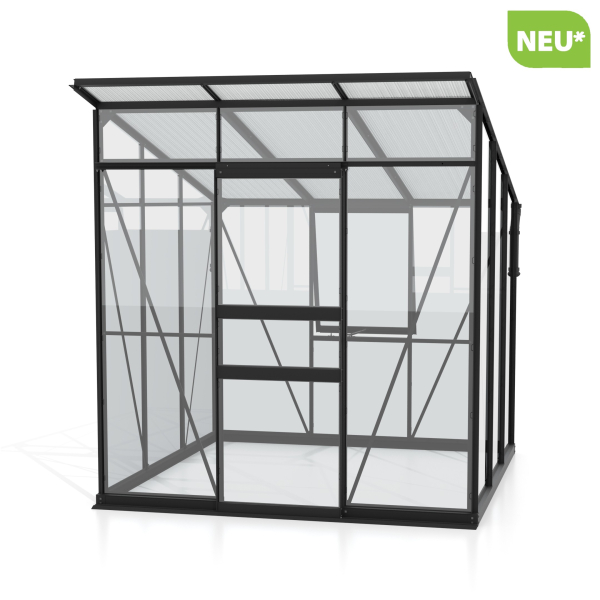 Vitavia Gewächshaus Palma 4450 ESG/HKP BxT 196x229 Alu schwarz + Fundamentsrahmen
