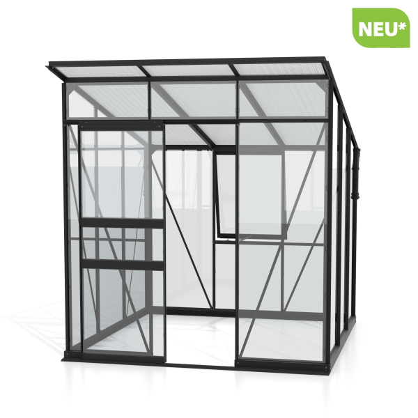 Vitavia Gewächshaus Palma 4450 ESG/HKP BxT 196x229 Alu schwarz + Fundamentsrahmen