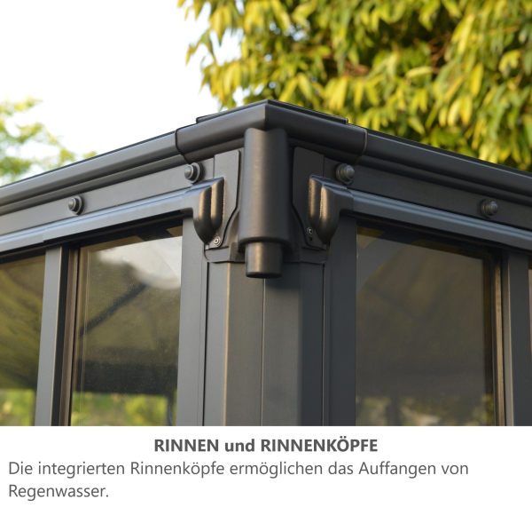 Palram-Canopia geschlossener Aluminium Pavillon LEDRO 3600 3,6x3,6m 12x12 Polycarbonat/Acryl
