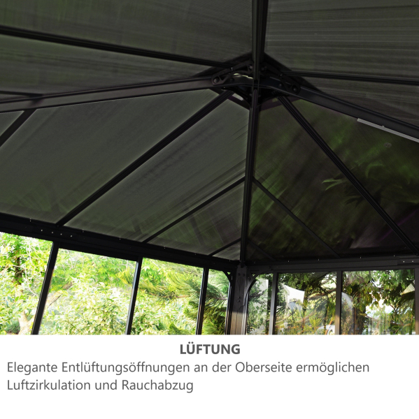 Palram-Canopia geschlossener Aluminium Pavillon LEDRO 3600 3,6x3,6m 12x12 Polycarbonat/Acryl