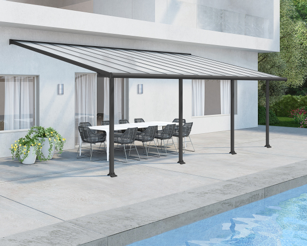 Palram-Canopia Terrassenüberdachung Olympia 3x7 anthrazit 295x739cm 16mm HKP