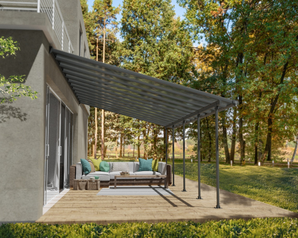 Palram-Canopia Terrassenüberdachung Feria 4x8 anthrazit TxB 386x850cm 8mm HKP