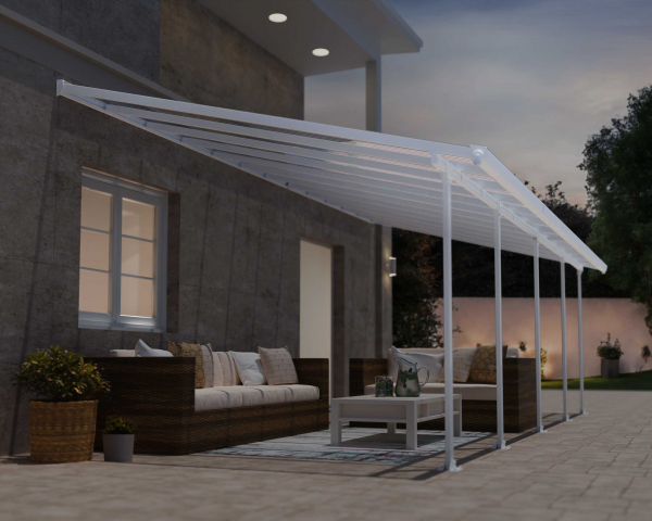 Palram-Canopia Terrassenüberdachung Feria 4x8 weiß TxB 386x850cm 8mm HKP