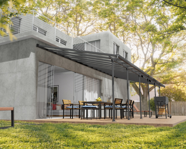 Palram-Canopia Terrassenüberdachung Feria 4x10.3 anthrazit 386x1035cm 8mm HKP