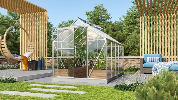 Vitavia Gewächshaus Planet/Venus 6200 195x321 3mm ESG eloxiert + Fundamentsrahmen