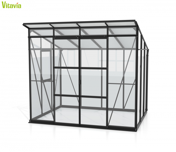 Vitavia Gewächshaus Playa 5900 ESG/HKP 230x258cm 5,9m² schwarz + Fundamentsrahmen