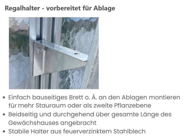 Vario Stahl Anlehngewächshaus Domus 4,5 Nörpelglas BxL 212x452cm 9,5m² verzinkt