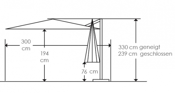 Schneider SET Ampelschirm Rhodos Junior 230x230cm + Ständer + Hülle, anthrazit