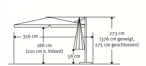 Schneider beliebter Ampelschirm Rhodos 300x300cm + Ständer + Hülle, terracotta