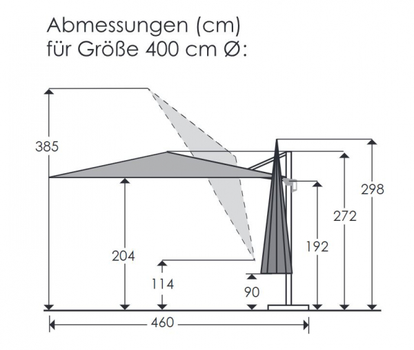 Schneider SET Alu Ampelschirm Rhodos Grande 400cm natur + Ständer + Schutzhülle
