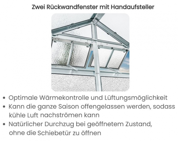 Vario Stahl Gewächshaus Landhaus 3 Nörpelglas 4mm BxL:303x303cm 9m² Anthrazit