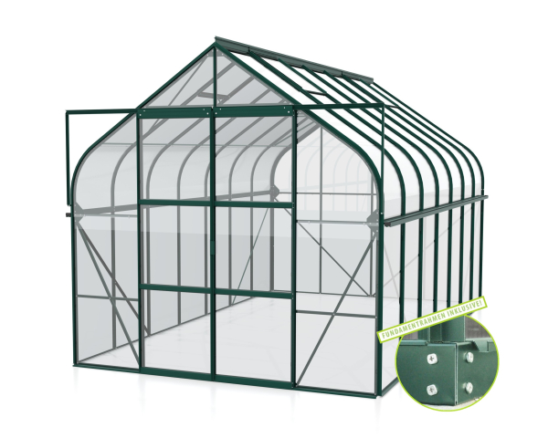 SET Vitavia Gewächshaus Diana 11500 ESG BxT 264x445cm smaragd + Fundamentsrahmen