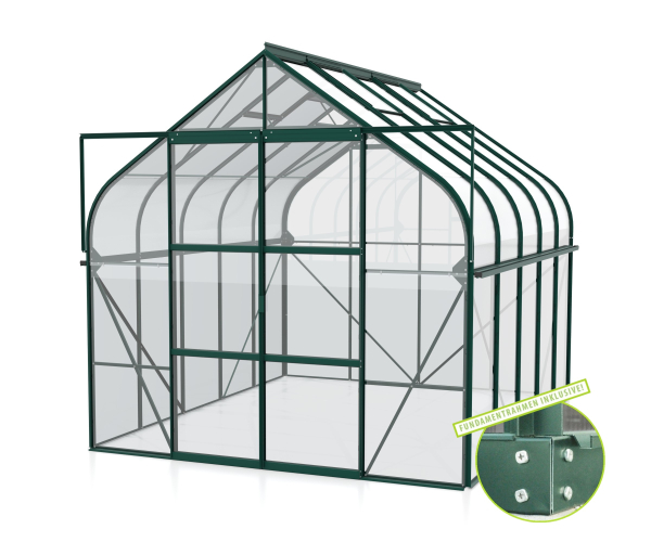 SET Vitavia Gewächshaus Diana 8300 ESG BxT 264x321cm smaragd + Fundamentsrahmen