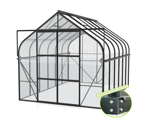 SET Vitavia Gewächshaus Diana 9900 ESG BxT 264x383cm schwarz + Fundamentsrahmen