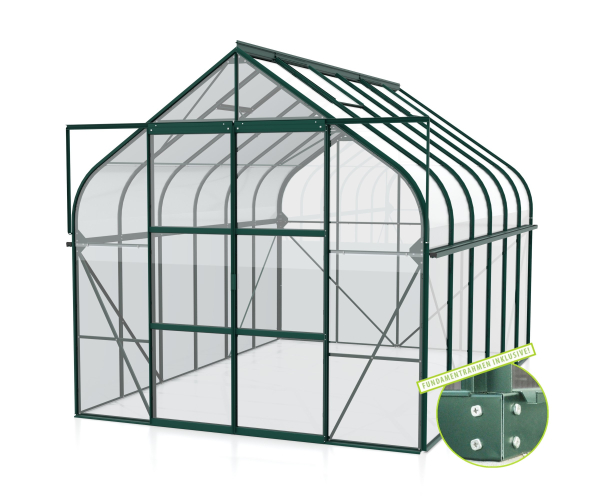 SET Vitavia Gewächshaus Diana 9900 ESG BxT 264x383cm smaragd + Fundamentsrahmen