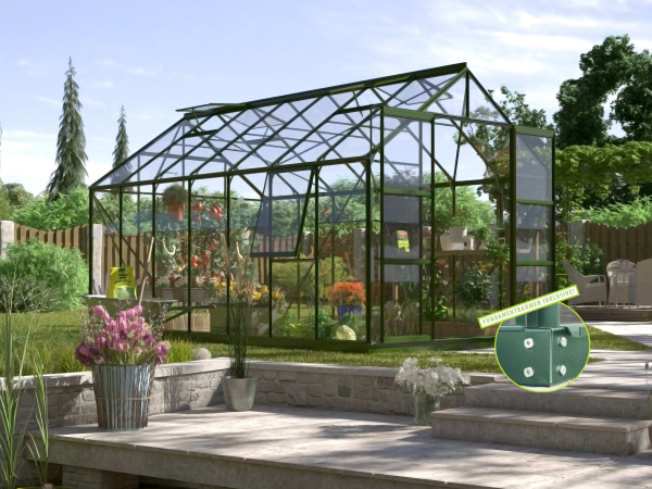 SPARSET Vitavia Gewächshaus Jupiter 11500 257x445 ESG Glas smaragd + Fundamentsrahmen