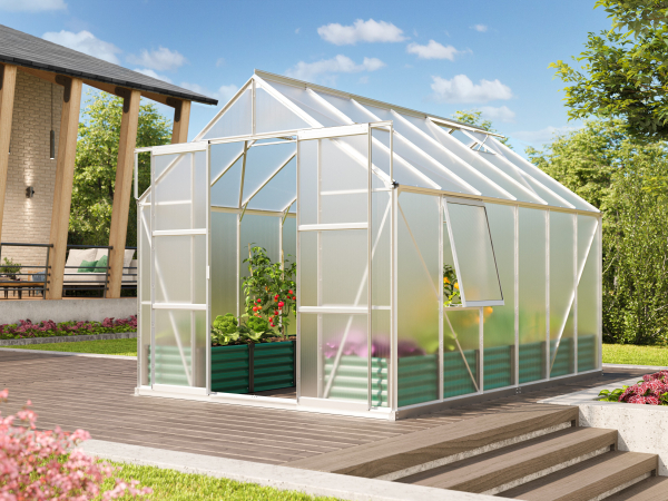 SPARSET Vitavia Gewächshaus Jupiter 9900 4mm HKP 2,5x3,8 eloxiert + Fundamentsrahmen