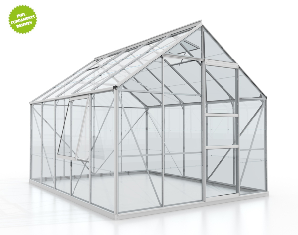 SPARSET Vitavia Gewächshaus Meridian 1 8300 ESG Glas eloxiert + Fundament + 2 Dachlüfter