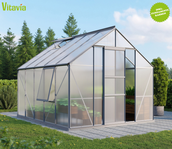 AKTION Vitavia Gewächshaus Meridian 1 8300 257x321 6mm HKP Alu eloxiert + 2 Dachlüfter