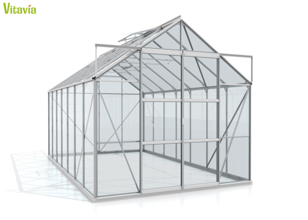 SPARSET Vitavia Gewächshaus Uranus 11500 ESG Glas 2,5x4,5 eloxiert + Fundamentsrahmen