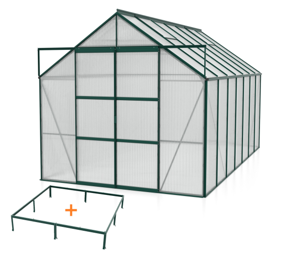 SPARSET Vitavia Gewächshaus Uranus 11500 4mm HKP 257x445 smaragd + Fundamentsrahmen
