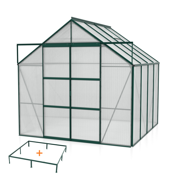 SPARSET Vitavia Gewächshaus Uranus 6700 6mm HKP 257x258 smaragd + Fundamentsrahmen