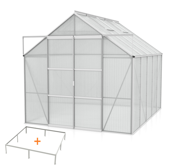 SPARSET Vitavia Gewächshaus Uranus 8300 HKP 6mm 2,5x3,2 eloxiert + Fundamentsrahmen
