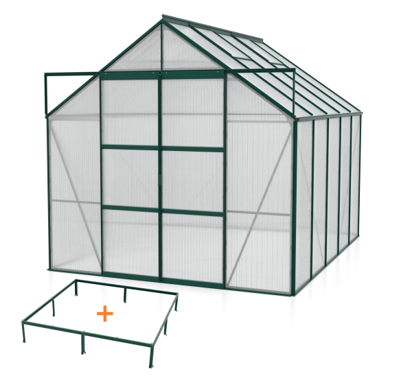 SPARSET Vitavia Gewächshaus Uranus 8300 6mm HKP 257x321 smaragd + Fundamentsrahmen