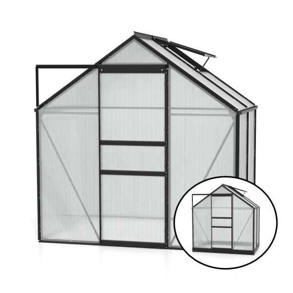 Vitavia Gewächshaus Venus 2500 BxTxH 195x131x197cm 2,5m² 4mm HKP Alu schwarz