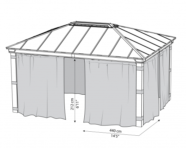 Palram-Canopia Vorhänge Seitenteile für Pavillon DALLAS 4900 3.6x4.9