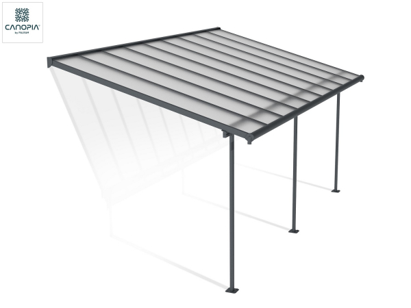 Palram-Canopia Terrassenüberdachung SIERRA 3x5.46 (299x555cm) grau 6mm HKP klar