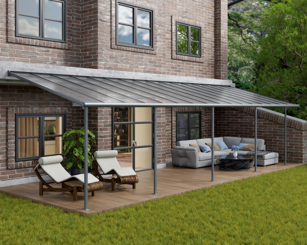 Palram-Canopia Terrassenüberdachung SIERRA 3x9.71 (299x980cm) grau 6mm HKP klar