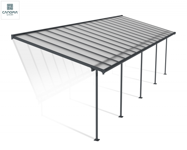 Palram-Canopia Terrassenüberdachung SIERRA 3x9.71 (299x980cm) grau 6mm HKP klar