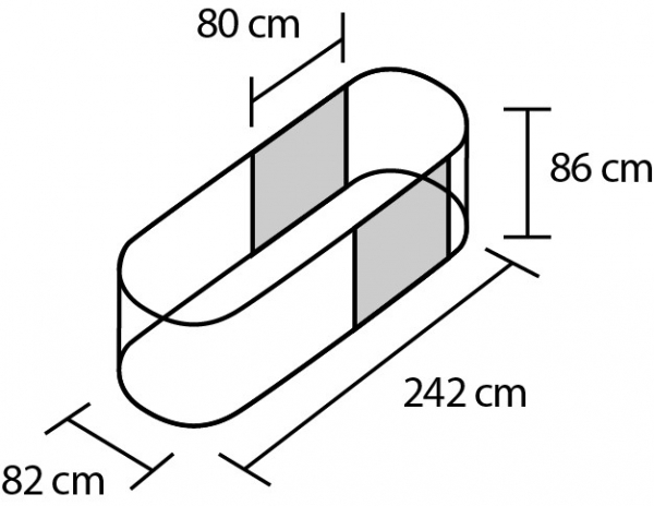 SET Vitavia Hochbeet Vita 858 Basic + Erweiterung 82x242cm Höhe 86cm seegras