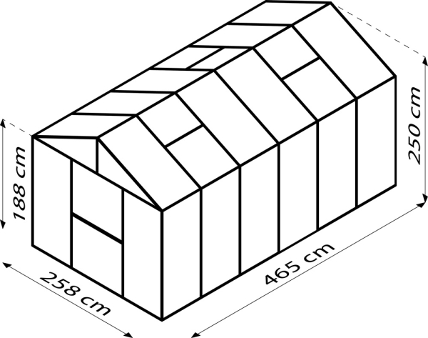 Vitavia Premium Gewächshaus Zeus 11900 BxT 258x465 16mm HKP 11,9m² Alu eloxiert