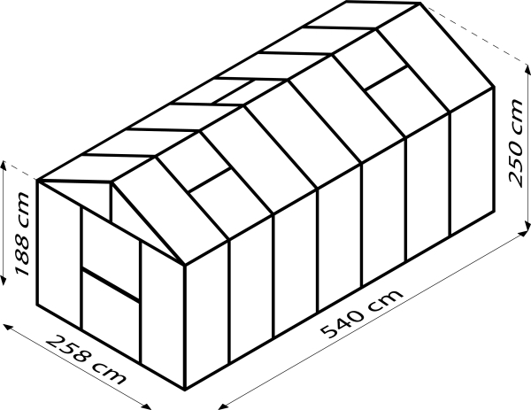Vitavia Premium Gewächshaus Zeus 13800 BxT 258x540 16mm HKP 13,8m² Alu eloxiert