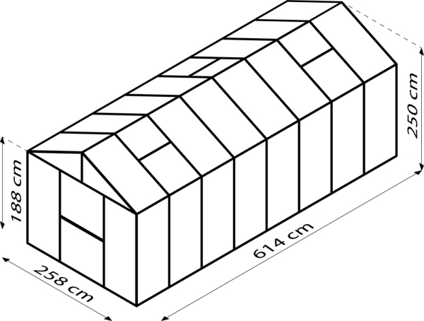 Vitavia Premium Gewächshaus Zeus 15700 BxT 258x614 16mm HKP 15,7m² Alu eloxiert