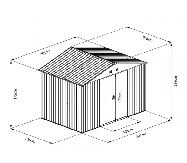 Pergart Metall Gerätehaus Dresden II 108 BxT 301x238cm 6,58m² schiefer/creme