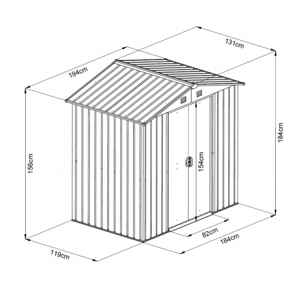 Pergart Metall Gerätehaus Düsseldorf II 65 BxTxH 194x131x184cm 2,19m² Schiefer/Creme