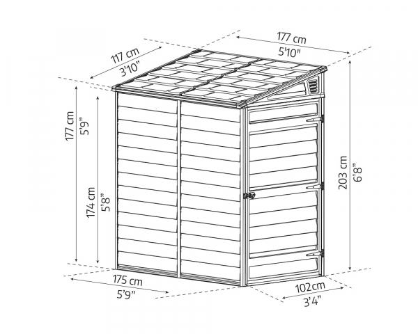 Palram-Canopia Fahrradschuppen Skylight PENT 117x177cm Polycarbonat dunkelgrau