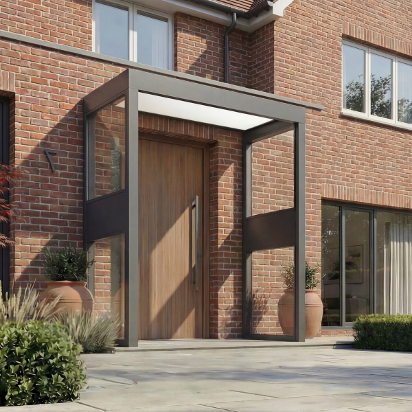 Palram-Canopia Tür Vordach Sophia 2150 215x95cm + 2 Seitenwände, Paneel Opal/Klar