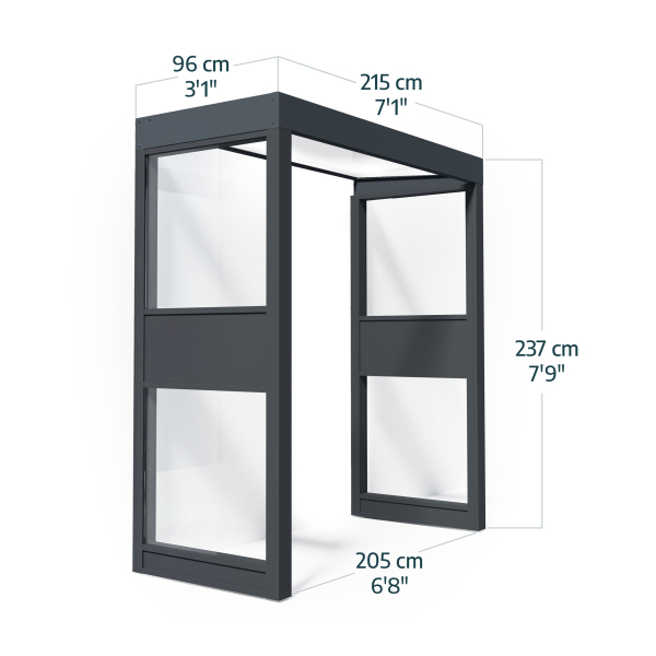 Palram-Canopia Tür Vordach Sophia 2150 215x95cm + 2 Seitenwände, Paneel Opal/Klar