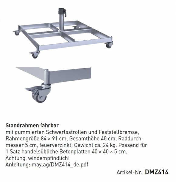 May Standrahmen fahrbar, Mast Ø 55mm, feuerverzinkt